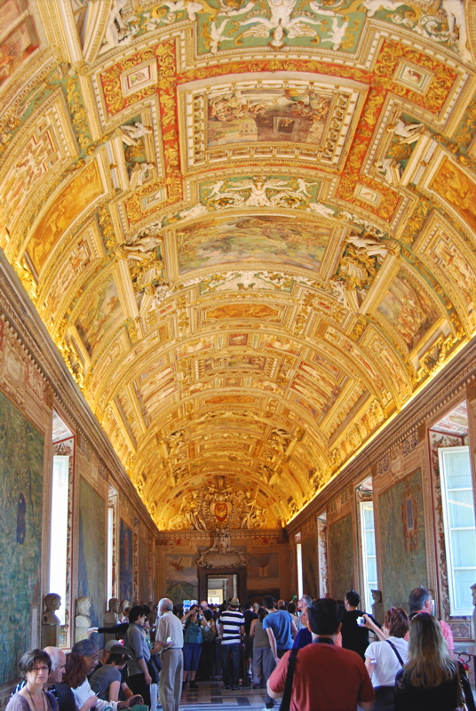 14 - The ornate, barrel-vaulted frescoed ceiling of the Gallery of Maps inside the Vatican Museums in Vatican City